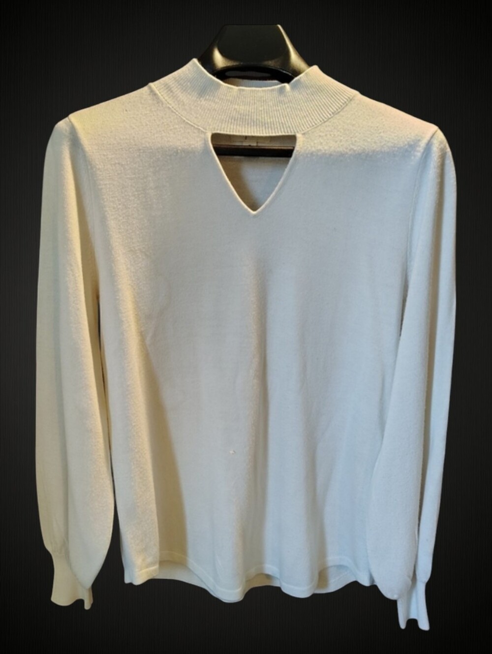 Style & Co. Cream Turtleneck Sweater with Keyhole